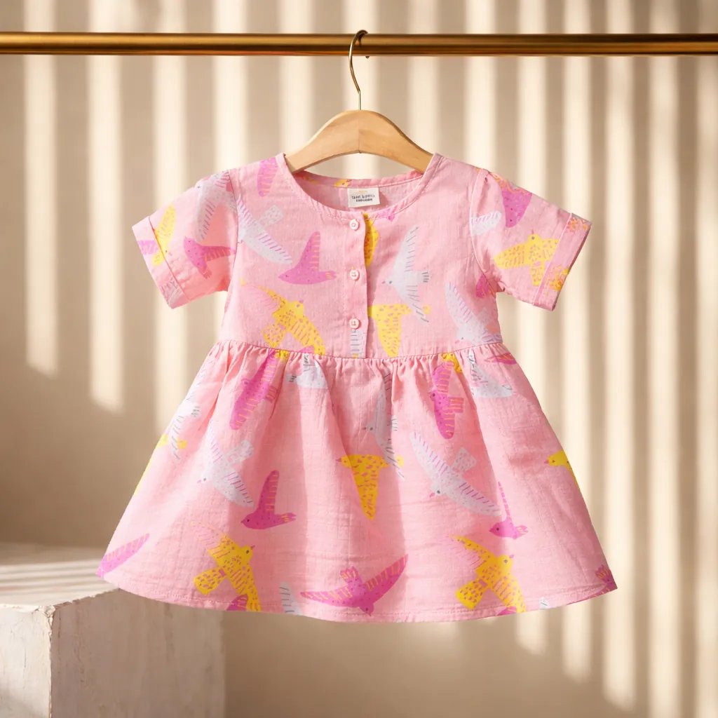 Бебешка рокля “ Pink birds”