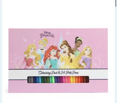 Детски комплект за рисуване Disney Princess – книжка за оцветяване + 24 цветни флумастера